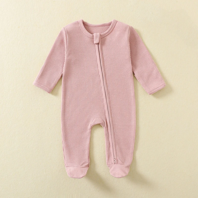 Organic-Cotton-Baby-Rompers-Waffle-100-Cotton-Infant-Boys-Girls-Jumpsuit-Zipper-Footed-Solid-Long-Sleeve-1.webp