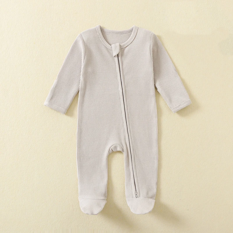 Organic-Cotton-Baby-Rompers-Waffle-100-Cotton-Infant-Boys-Girls-Jumpsuit-Zipper-Footed-Solid-Long-Sleeve-3.webp