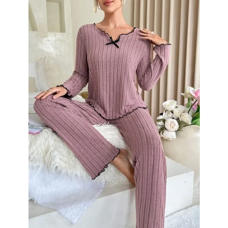 Women-Autumn-Winter-Sleepwear-Ribbed-Pajamas-Set-Long-Sleeve-Top-and-Long-Pants-2-Piece-Set-3.webp