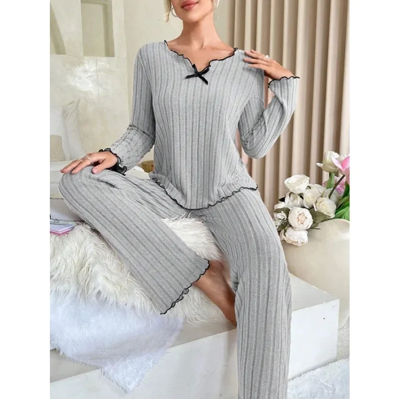 Women-Autumn-Winter-Sleepwear-Ribbed-Pajamas-Set-Long-Sleeve-Top-and-Long-Pants-2-Piece-Set-5.webp