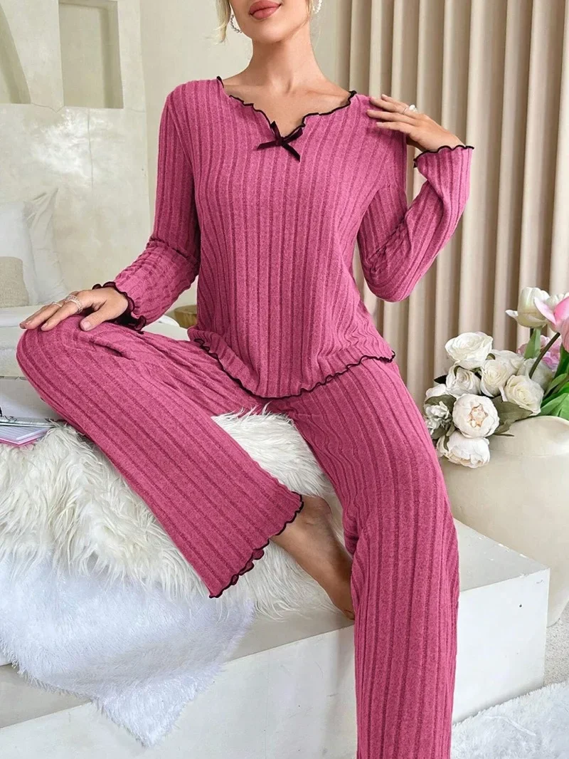 Women-Autumn-Winter-Sleepwear-Ribbed-Pajamas-Set-Long-Sleeve-Top-and-Long-Pants-2-Piece-Set.webp